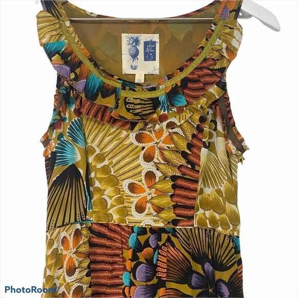 Anthropologie Edme & Esyllte Silk Lappula Dress Womens 2 Boho Sleeveless Ruffle - Picture 2 of 6